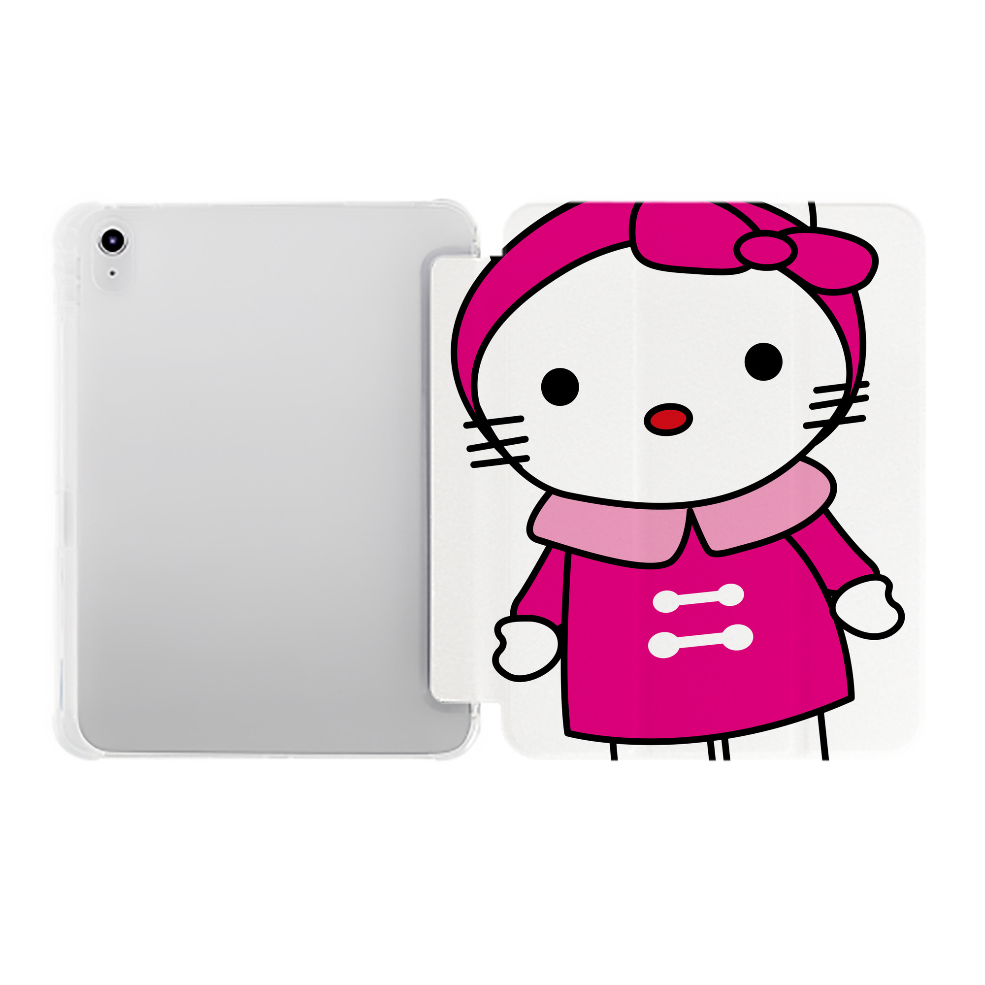 （画像用） Hello Kitty ハローキティ IPad ケース ペン収納付き 三つ折りスタンド PUレザー×シリコン 対応機種9.5/10.5/10.9インチ